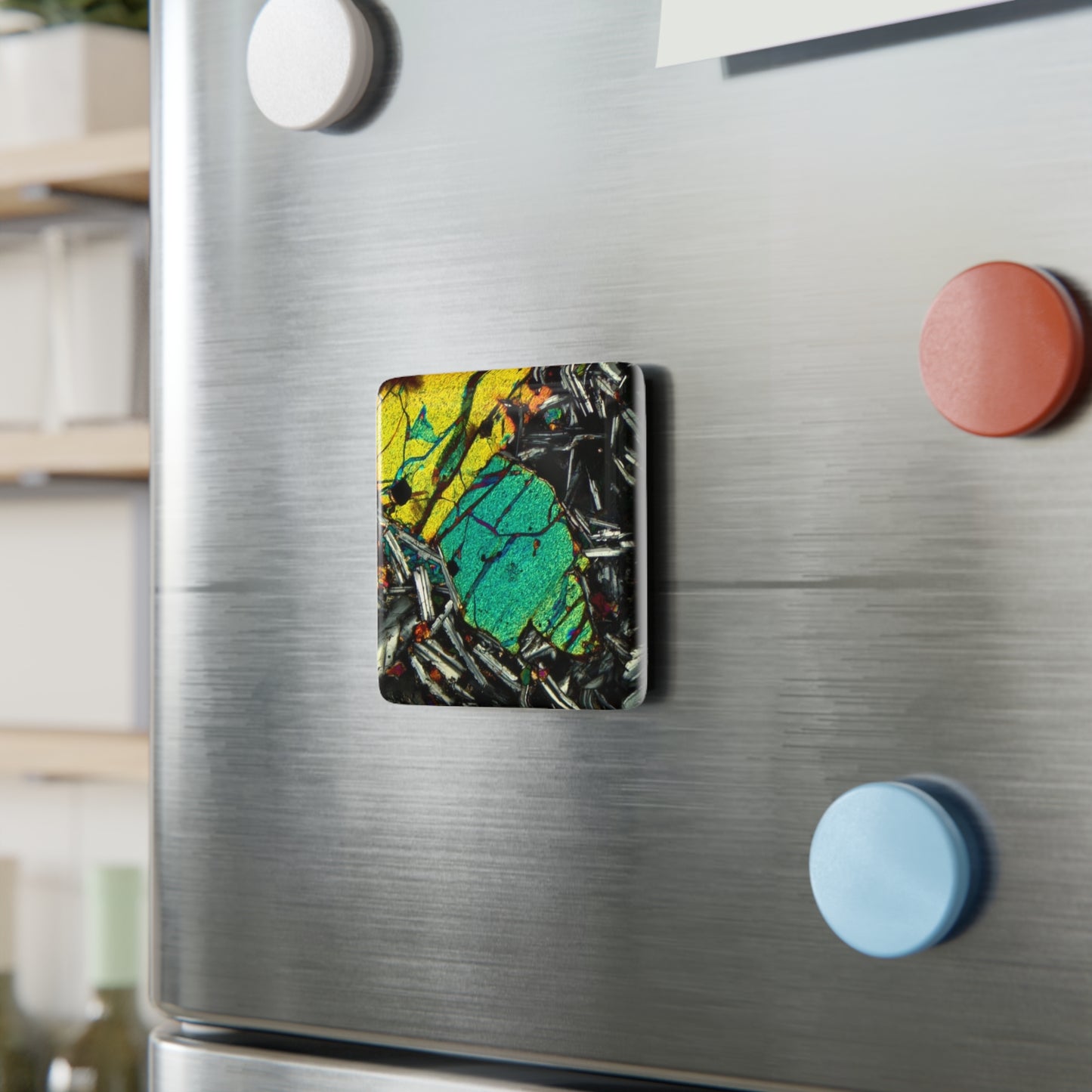 Olivine in Basalt Porcelain Magnet