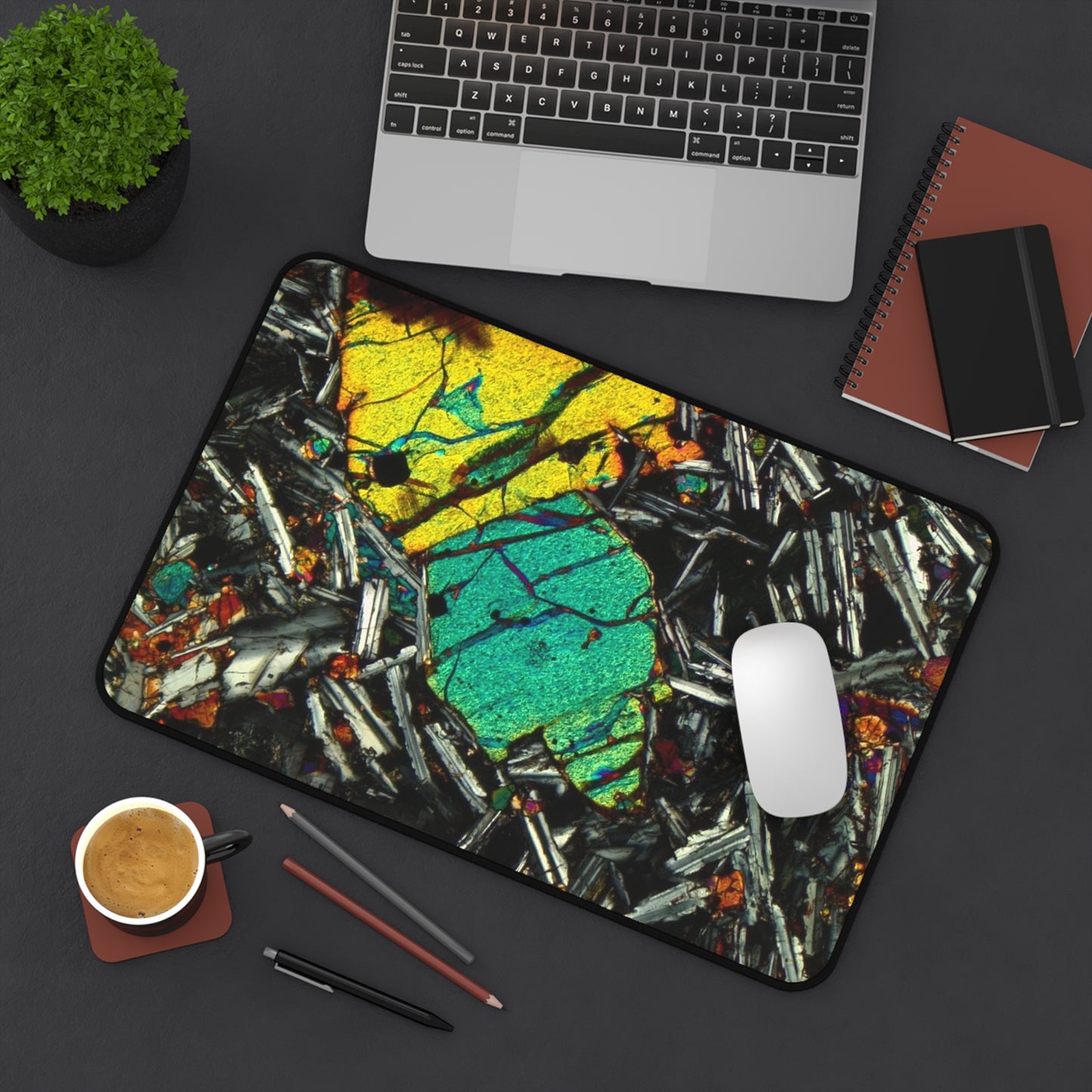 Olivine in Basalt Desk Mat