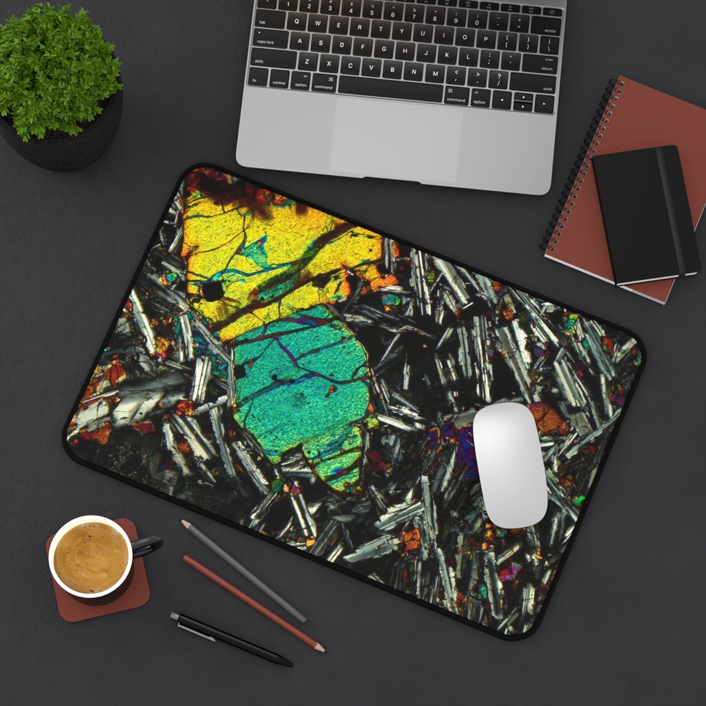 Olivine in Basalt Desk Mat