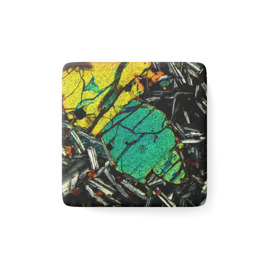 Olivine in Basalt Porcelain Magnet